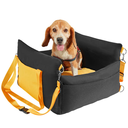 Black Fabric Dog Car Seat - Travel Booster for Small Dogs