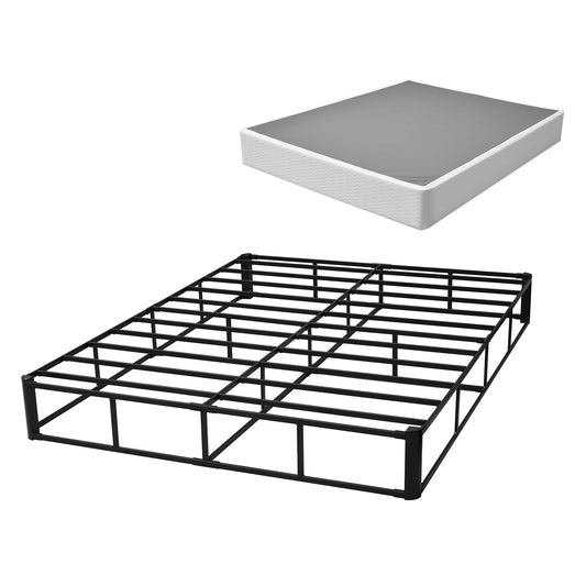 Box Spring, Queen Size Bed Frame with Washable Fabric Cloth, Heavy Duty Metal Frame for Queen Bed, 9 in Mattress Foundation, 3500 lbs Max Weight Capacity, Easy Assembly, 79.1L x 59.6W x 9.1H in