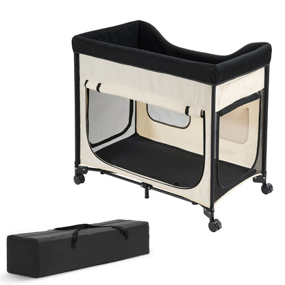 Elevated Lounge Pet Bed Foldable Bunk Dog Bed with Wheels & Side Bags L