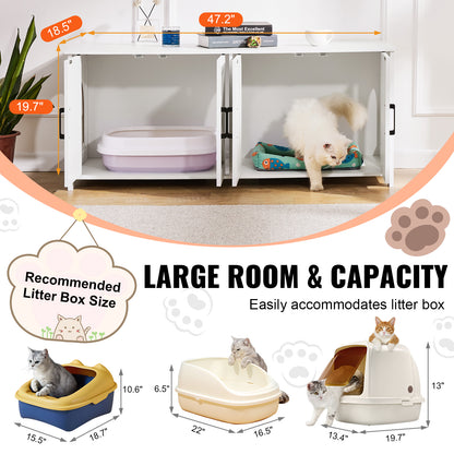 White Aluminum Alloy Cat Litter Box Furniture - Hidden Storage Enclosure