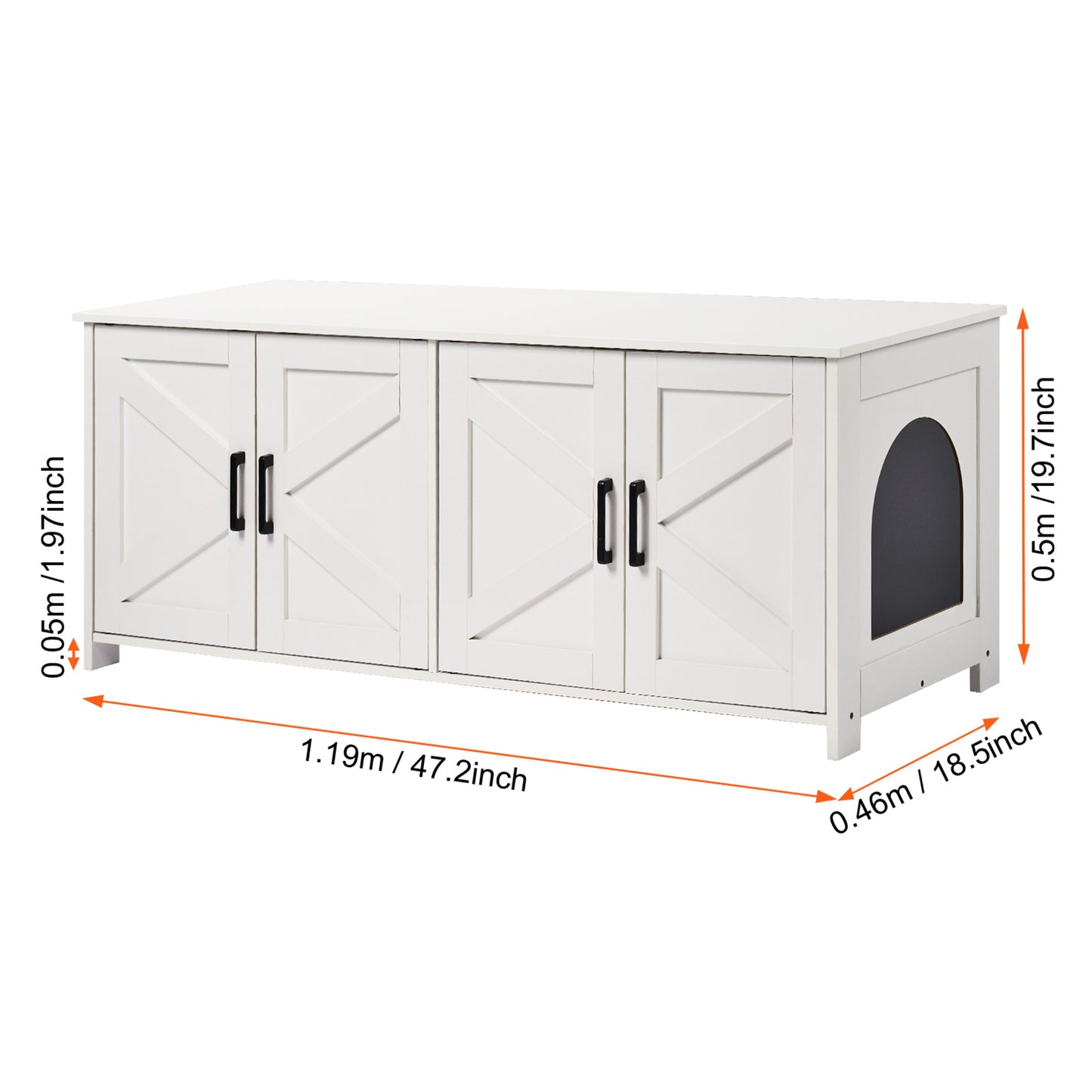 White Aluminum Alloy Cat Litter Box Furniture - Hidden Storage Enclosure