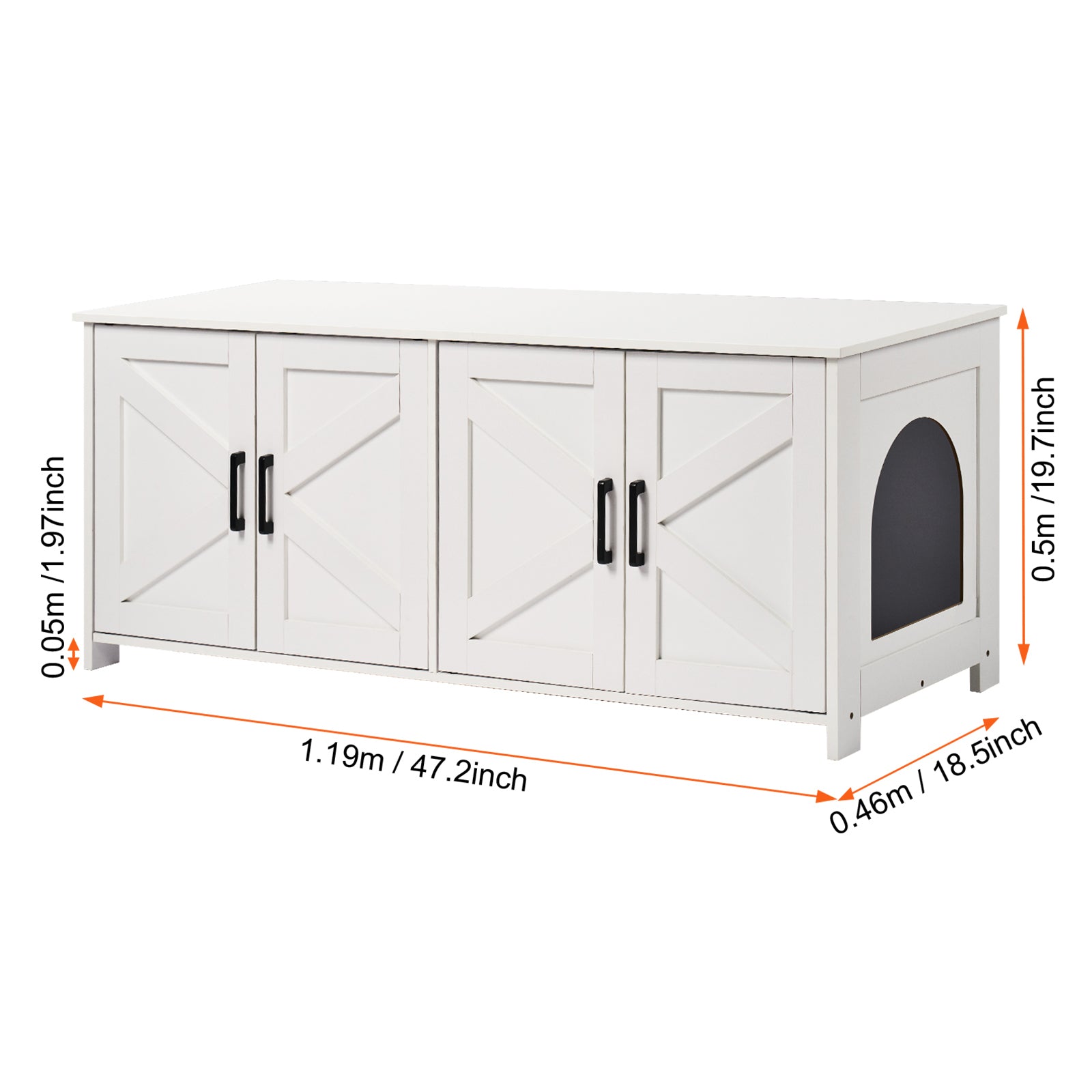 White Aluminum Alloy Cat Litter Box Furniture - Hidden Storage Enclosure