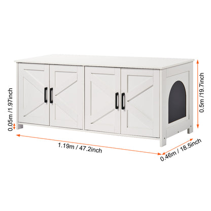 White Aluminum Alloy Cat Litter Box Furniture - Hidden Storage Enclosure
