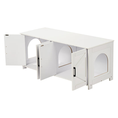 White Aluminum Alloy Cat Litter Box Furniture - Hidden Storage Enclosure