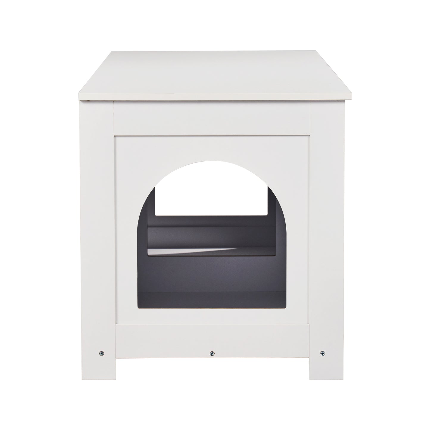 White Aluminum Alloy Cat Litter Box Furniture - Hidden Storage Enclosure
