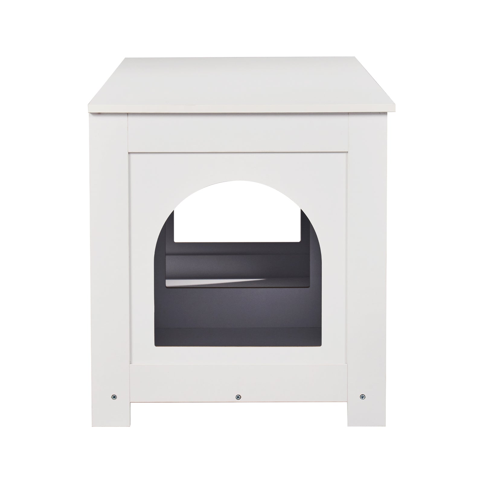 White Aluminum Alloy Cat Litter Box Furniture - Hidden Storage Enclosure