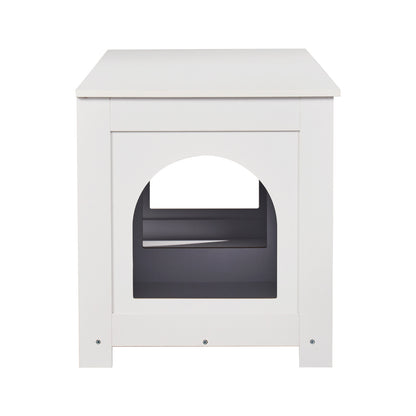 White Aluminum Alloy Cat Litter Box Furniture - Hidden Storage Enclosure