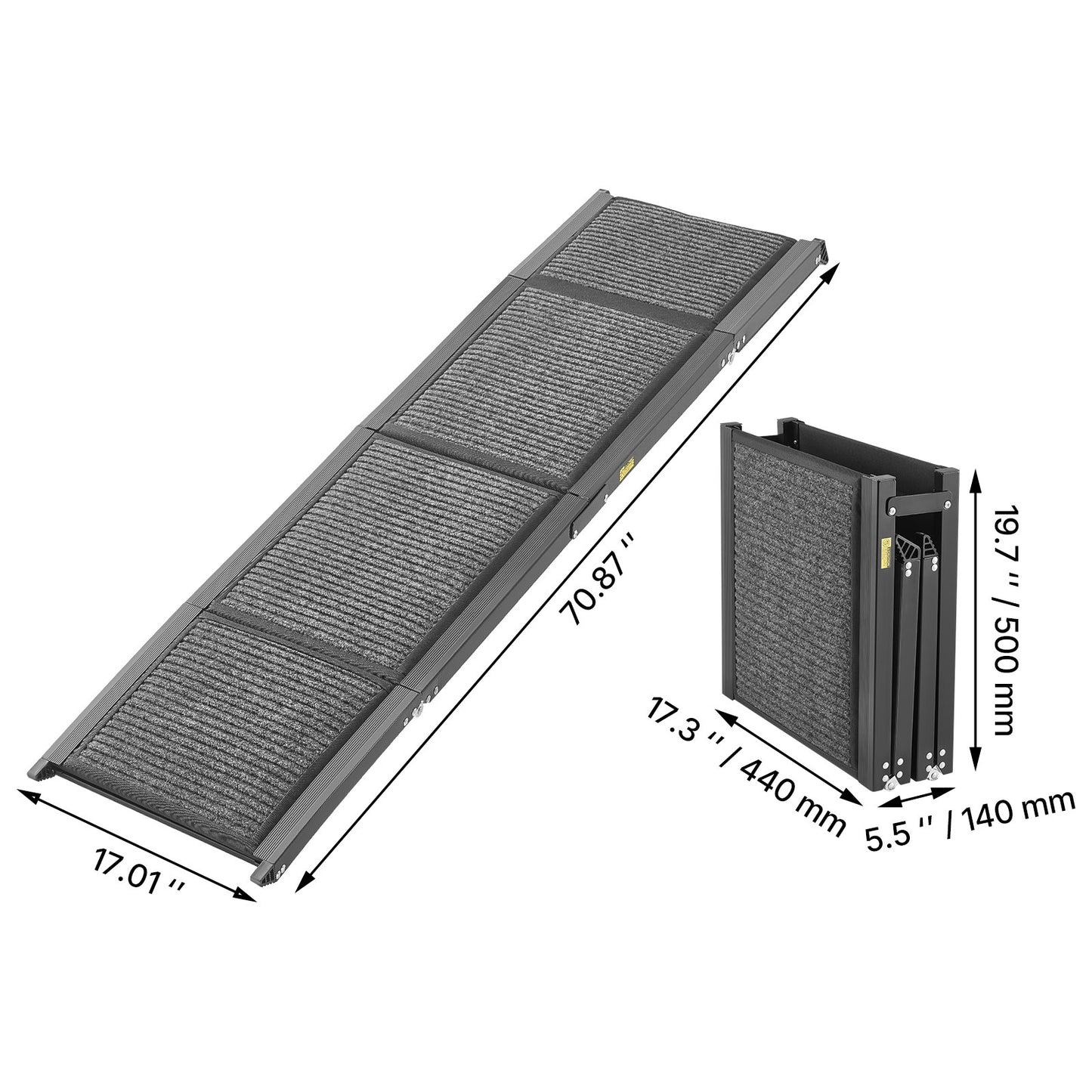 Folding Dog Ramp for Cars - 71" Aluminum Pet Stairs