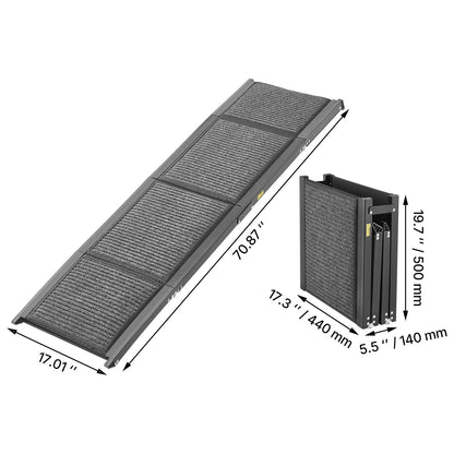 Folding Dog Ramp for Cars - 71" Aluminum Pet Stairs