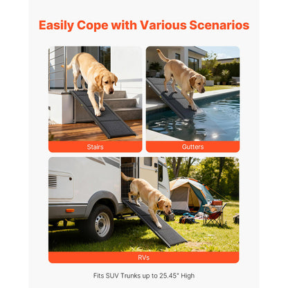 Folding Dog Ramp for Cars - 71" Aluminum Pet Stairs