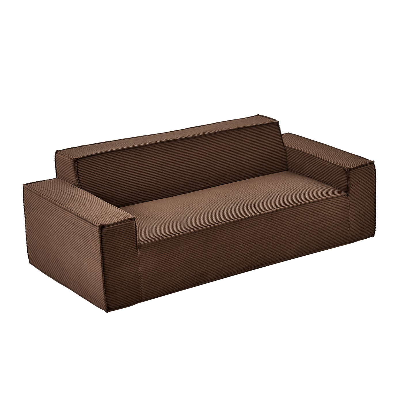 83 Inch Brown Corduroy Sofa - 3 Seat Couch with Foam & Spring for Living Room