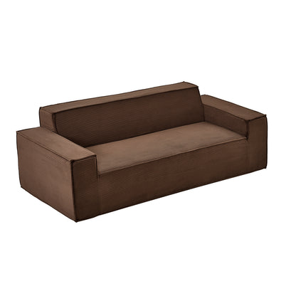 83 Inch Brown Corduroy Sofa - 3 Seat Couch with Foam & Spring for Living Room