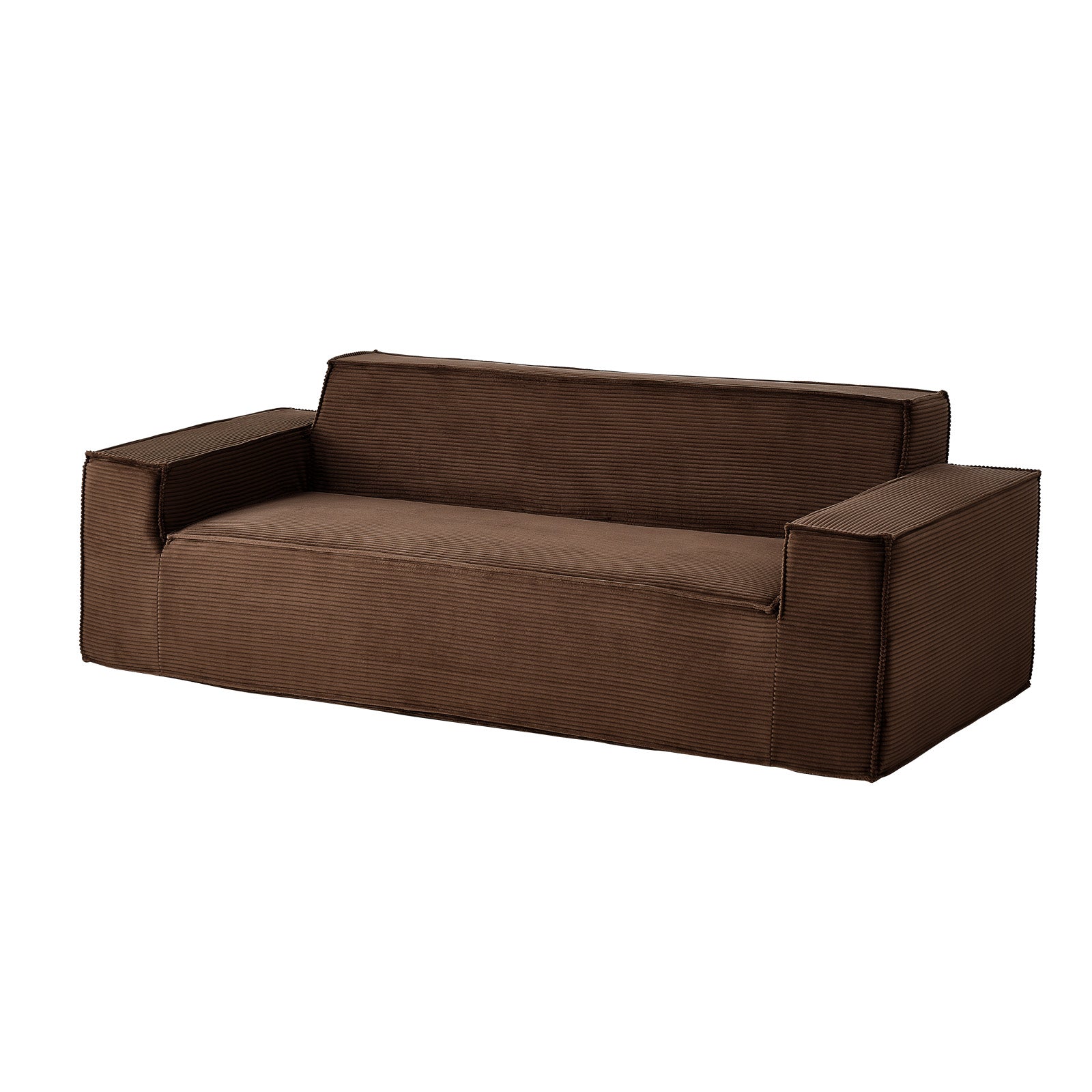 83 Inch Brown Corduroy Sofa - 3 Seat Couch with Foam & Spring for Living Room