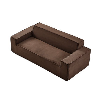 83 Inch Brown Corduroy Sofa - 3 Seat Couch with Foam & Spring for Living Room