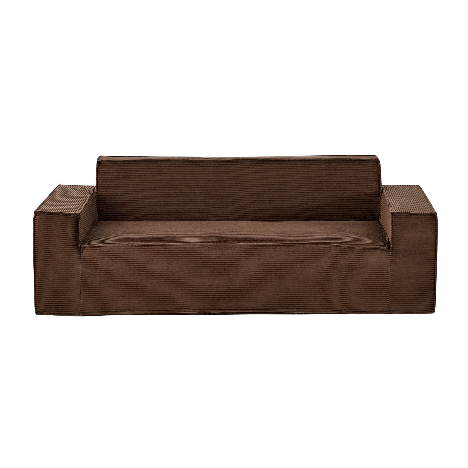 3-Seater Sofa in a Box, 83-Inch No Assembly Corduroy Couch with Memory Foam, Deep Seats for Living Room, Apartment, or Office, Brown