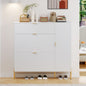 MDF Shoe Storage Cabinet with Flip-up Drawers and Shelves(White)
