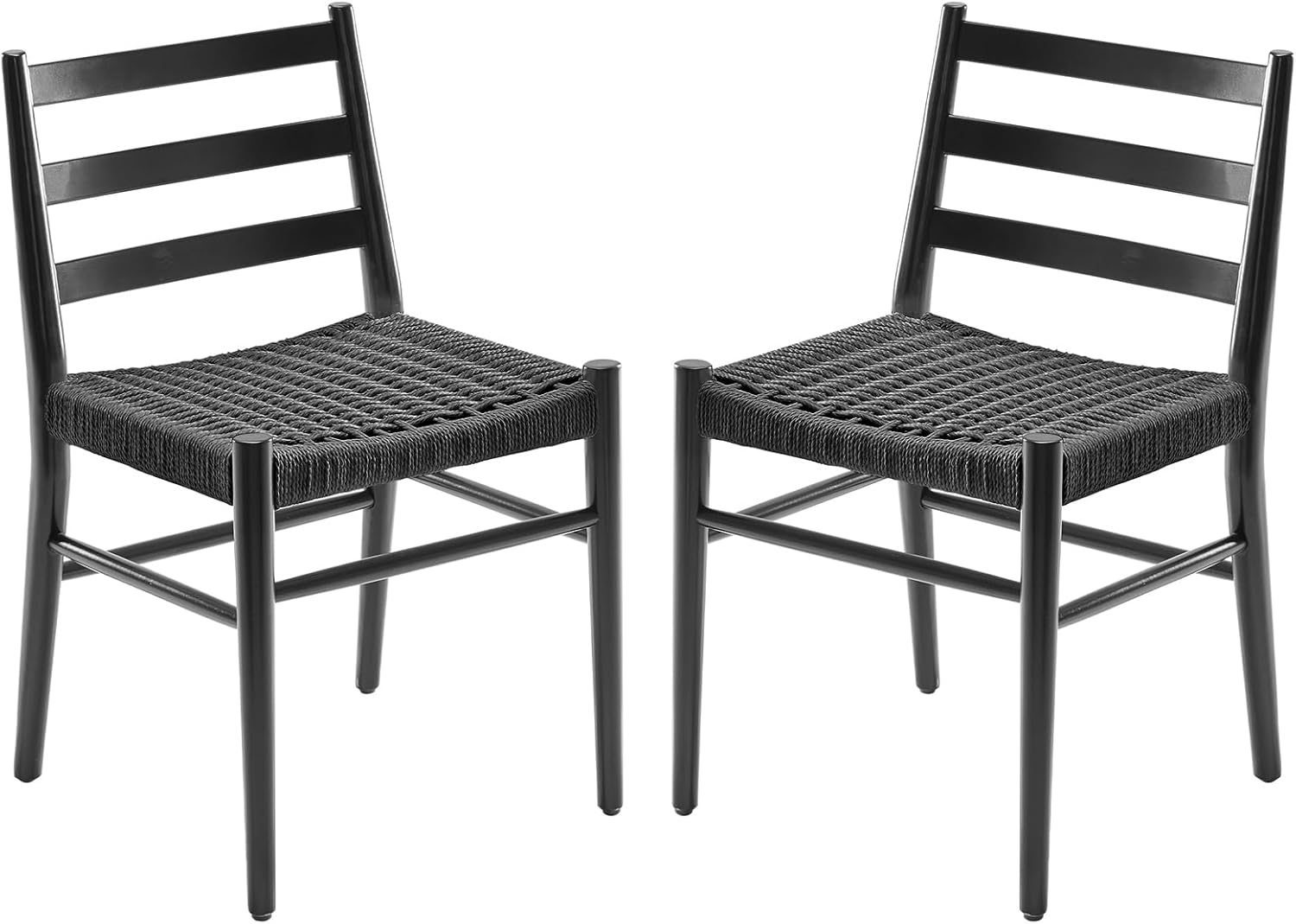 Dining Chairs Set of 2, Woven Rope Seat with Sturdy Metal Frame, Mid Century Modern Dining Room Chairs for Kitchen, Living Room, Restaurant