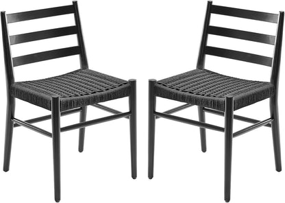 Dining Chairs Set of 2, Woven Rope Seat with Sturdy Metal Frame, Mid Century Modern Dining Room Chairs for Kitchen, Living Room, Restaurant