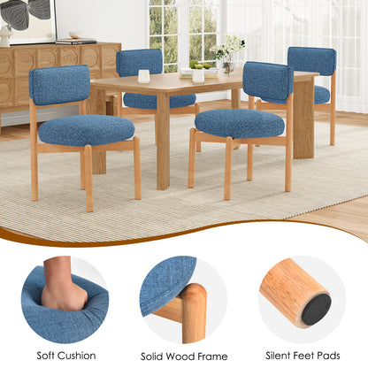 Blue Wood Dining Chair Set of 2 for Kitchen Dining Rooms