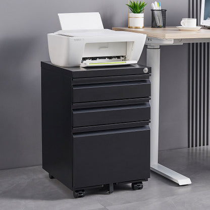 3-Drawer Mobile File Cabinet - Black Office Storage