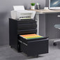 3-Drawer Mobile File Cabinet with Lock, 5 Wheels (2 Brakes + Anti-Tip),Cold Rolled Steel Fully Assembled Metal Filing Cabinet with Pen Tray & Hanging Bar for Home Office, Fits Letter/Legal/A4 Files
