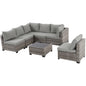 7-Piece Outdoor Patio Furniture Set, All-Weather Wicker Rattan Sectional Sofa with Thick Cushions & Glass Table, Modular Patio Conversation Furniture for Backyard, Poolside & Garden (Grey-Grey)