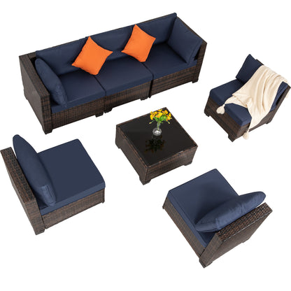 Modular Brown Outdoor Patio Set with Foam Cushions for Poolside Living