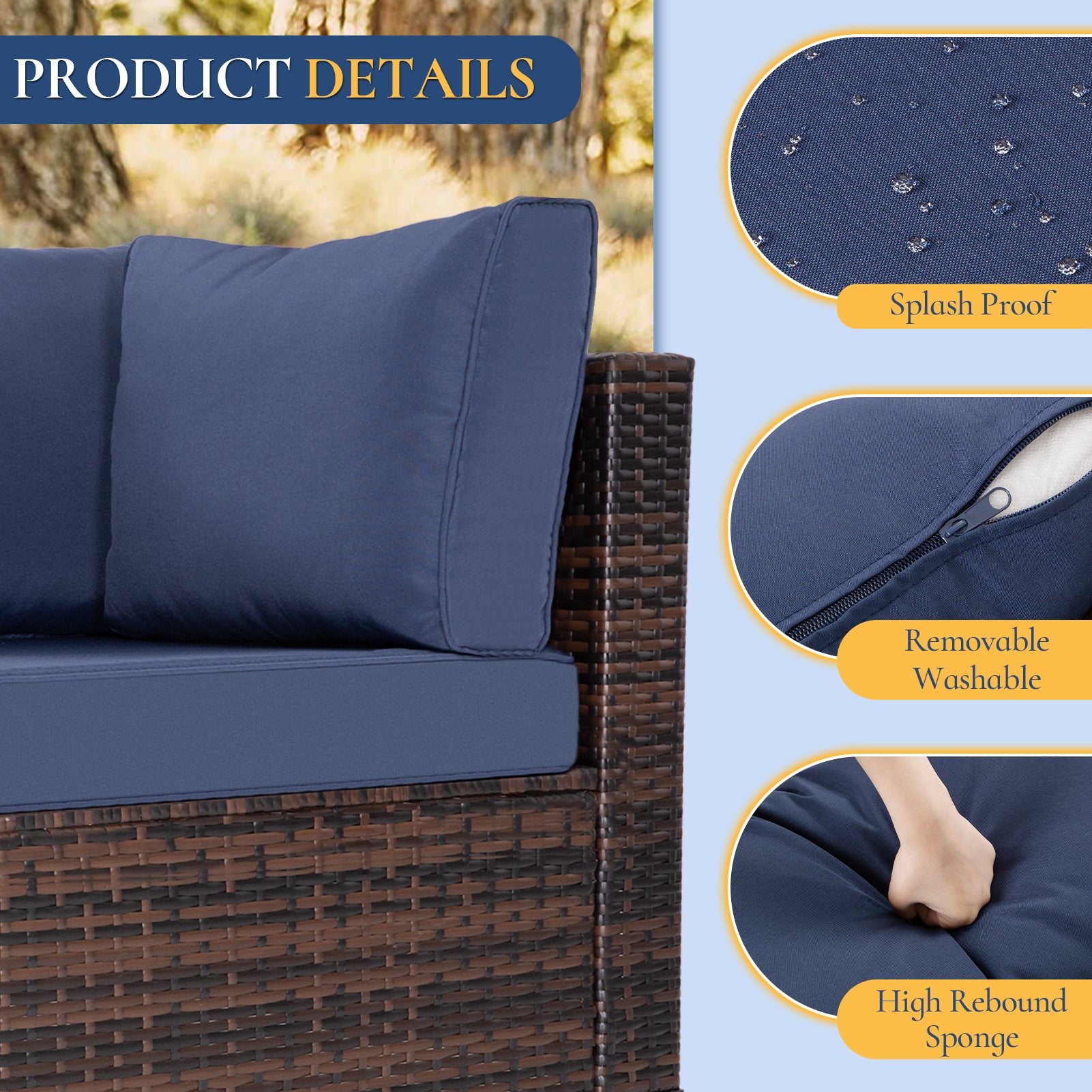 Modular Brown Outdoor Patio Set with Foam Cushions for Poolside Living