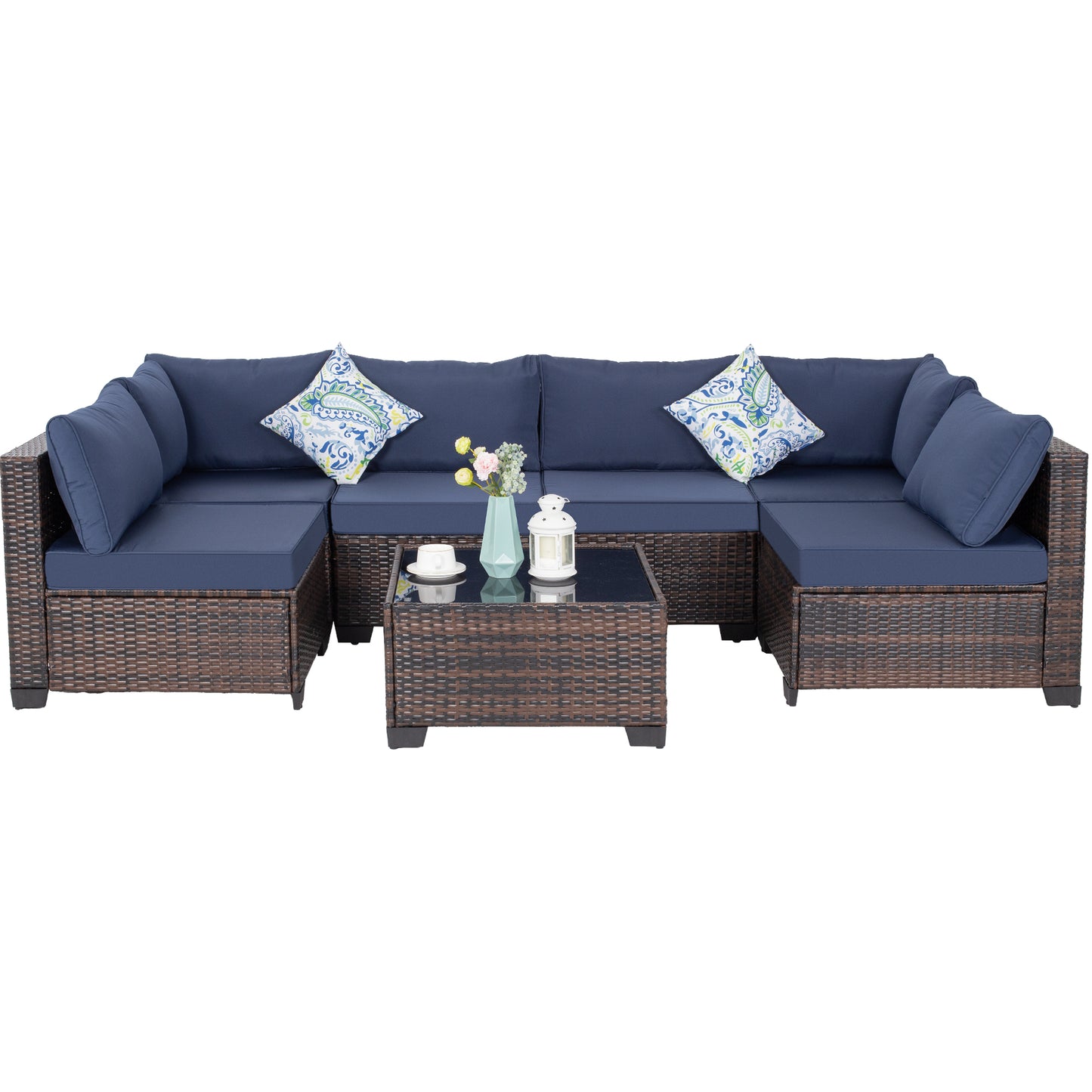 Modular Brown Outdoor Patio Set with Foam Cushions for Poolside Living