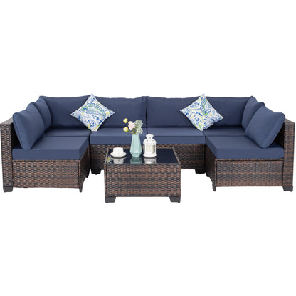 Modular Brown Outdoor Patio Set with Foam Cushions for Poolside Living