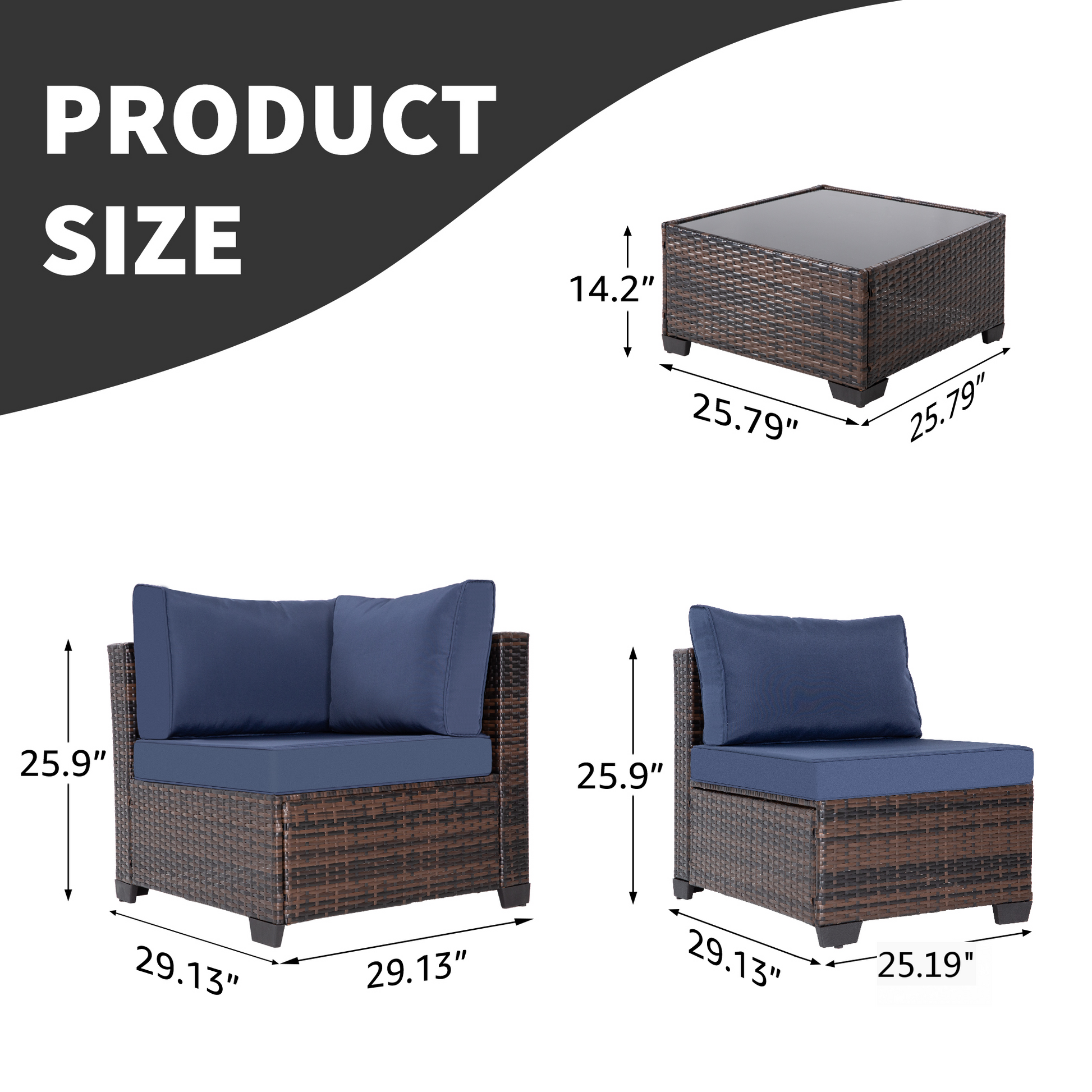 Modular Brown Outdoor Patio Set with Foam Cushions for Poolside Living