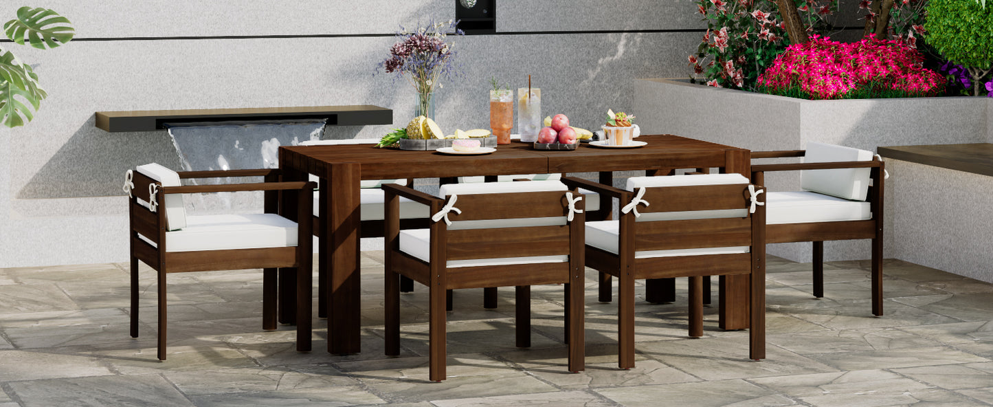 6-Person Acacia Wood Patio Dining Set Outdoor Table and Chairs