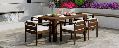 6-Person Acacia Wood Patio Dining Set Outdoor Table and Chairs