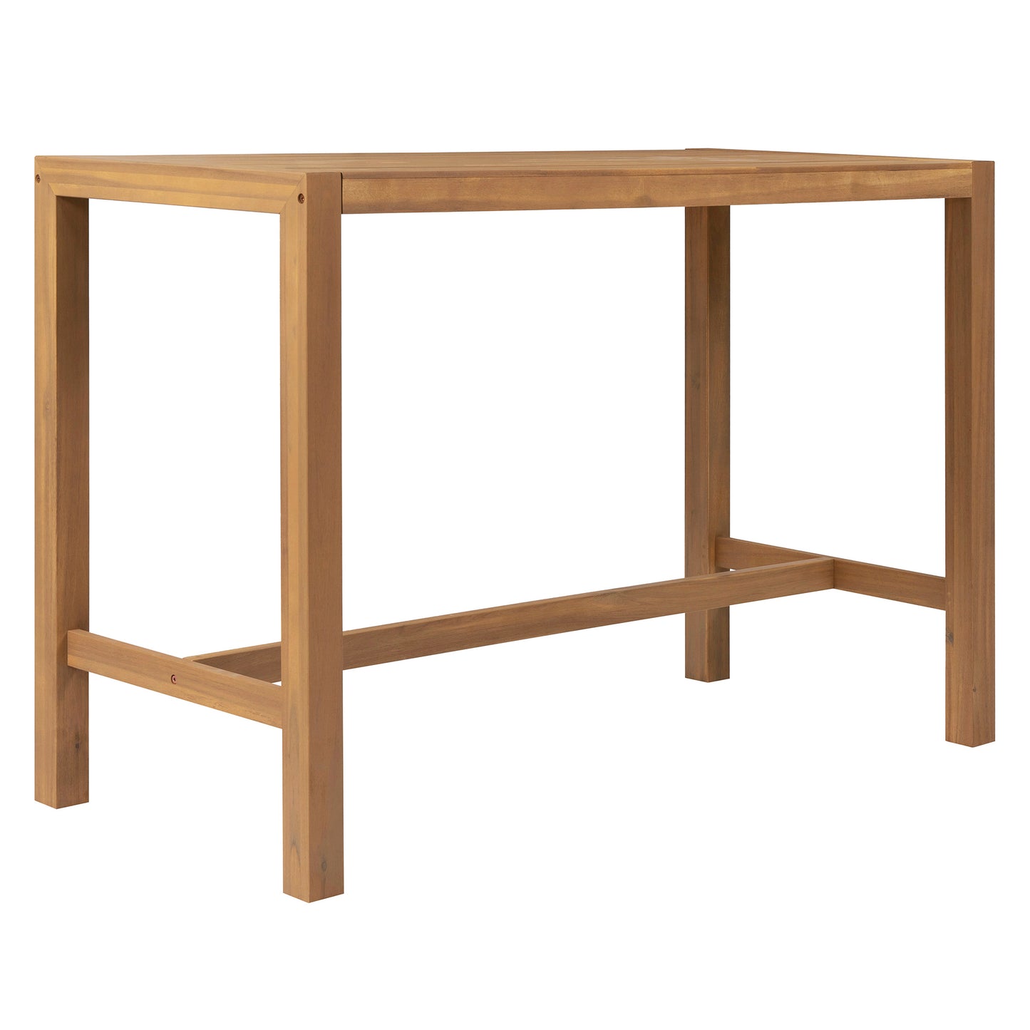 Light Teak Acacia Wood Patio Bar Set - 5 Piece Outdoor Table & Chairs