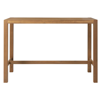 Light Teak Acacia Wood Patio Bar Set - 5 Piece Outdoor Table & Chairs