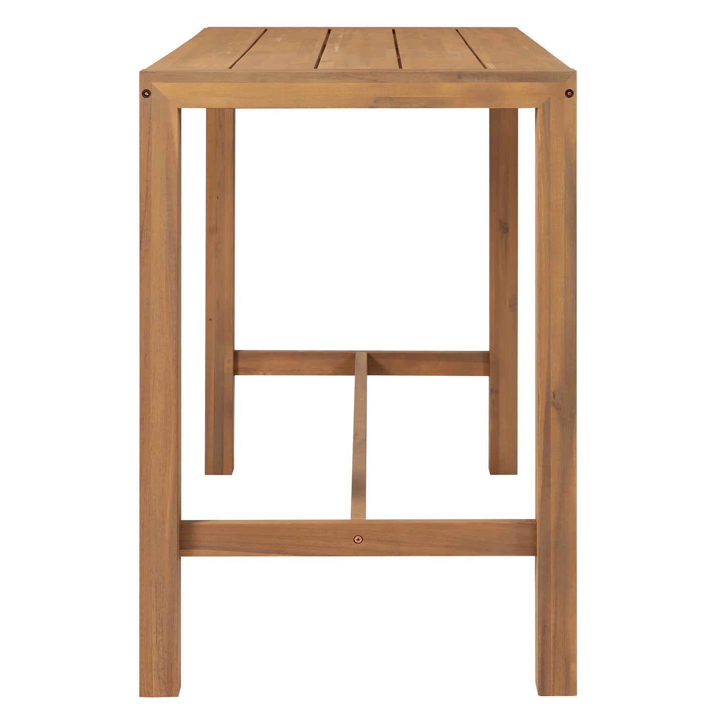 Light Teak Acacia Wood Patio Bar Set - 5 Piece Outdoor Table & Chairs