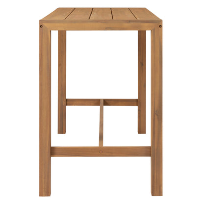 Light Teak Acacia Wood Patio Bar Set - 5 Piece Outdoor Table & Chairs