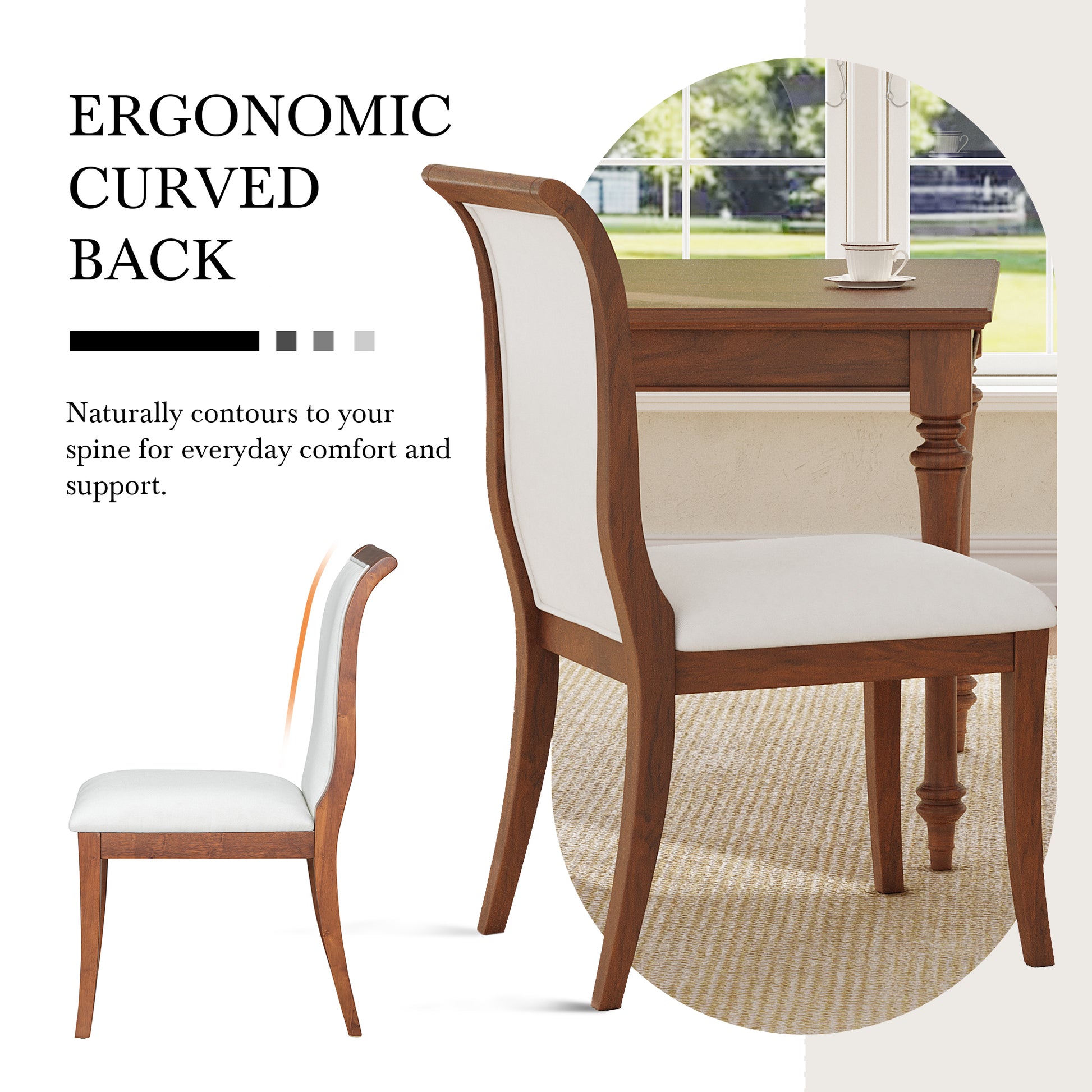 White Walnut Dining Table Set - 39.4" Round Table with 2 Chairs