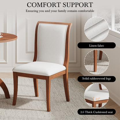 White Walnut Dining Table Set - 39.4" Round Table with 2 Chairs