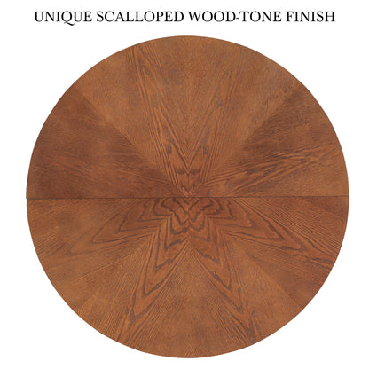 White Walnut Dining Table Set - 39.4" Round Table with 2 Chairs