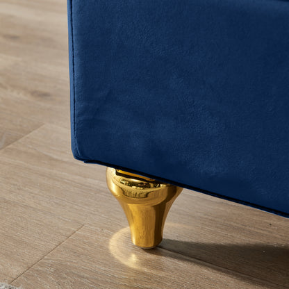 Navy Blue Velvet Chaise Lounge - Storage Sofa Chair