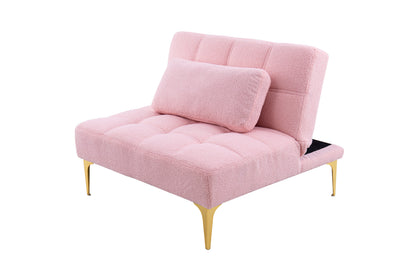 Pink Teddy Futon Chair - Convertible Sofa Bed for Living Room