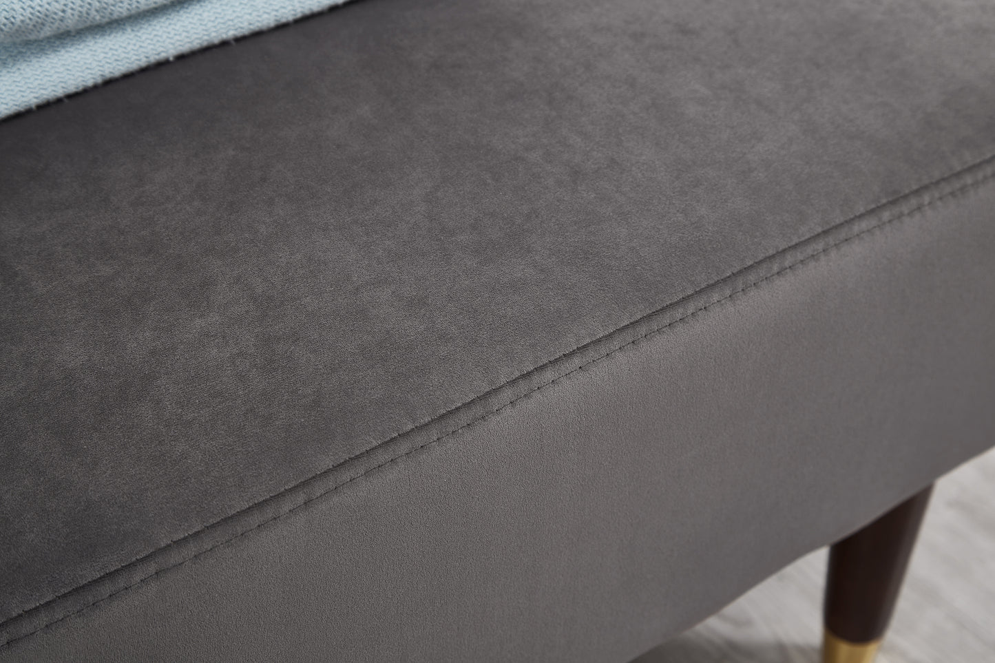 Grey Velvet Chaise Lounge Chair - Comfortable Seat for Living Room