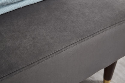Grey Velvet Chaise Lounge Chair - Comfortable Seat for Living Room