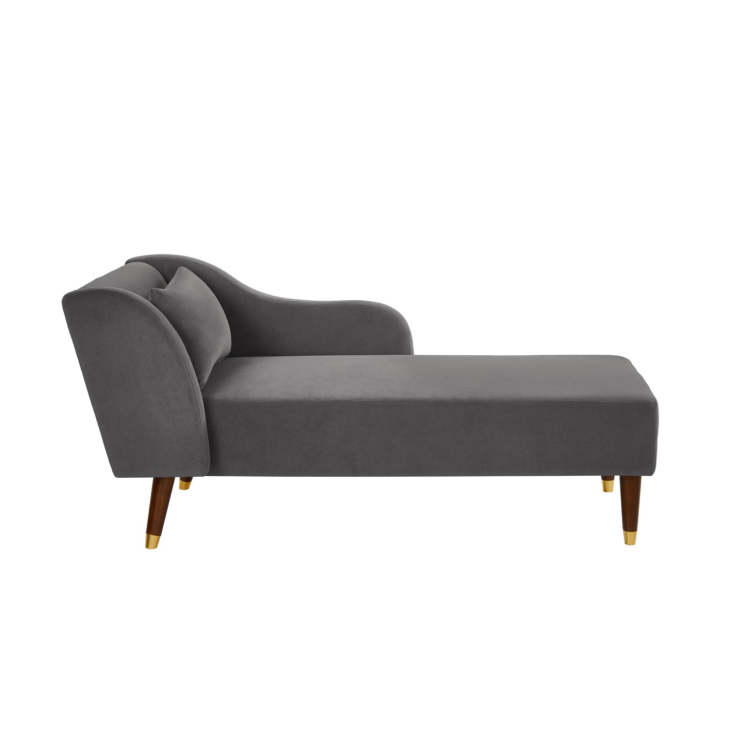 Grey Velvet Chaise Lounge Chair - Comfortable Seat for Living Room