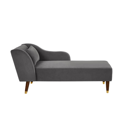 Grey Velvet Chaise Lounge Chair - Comfortable Seat for Living Room