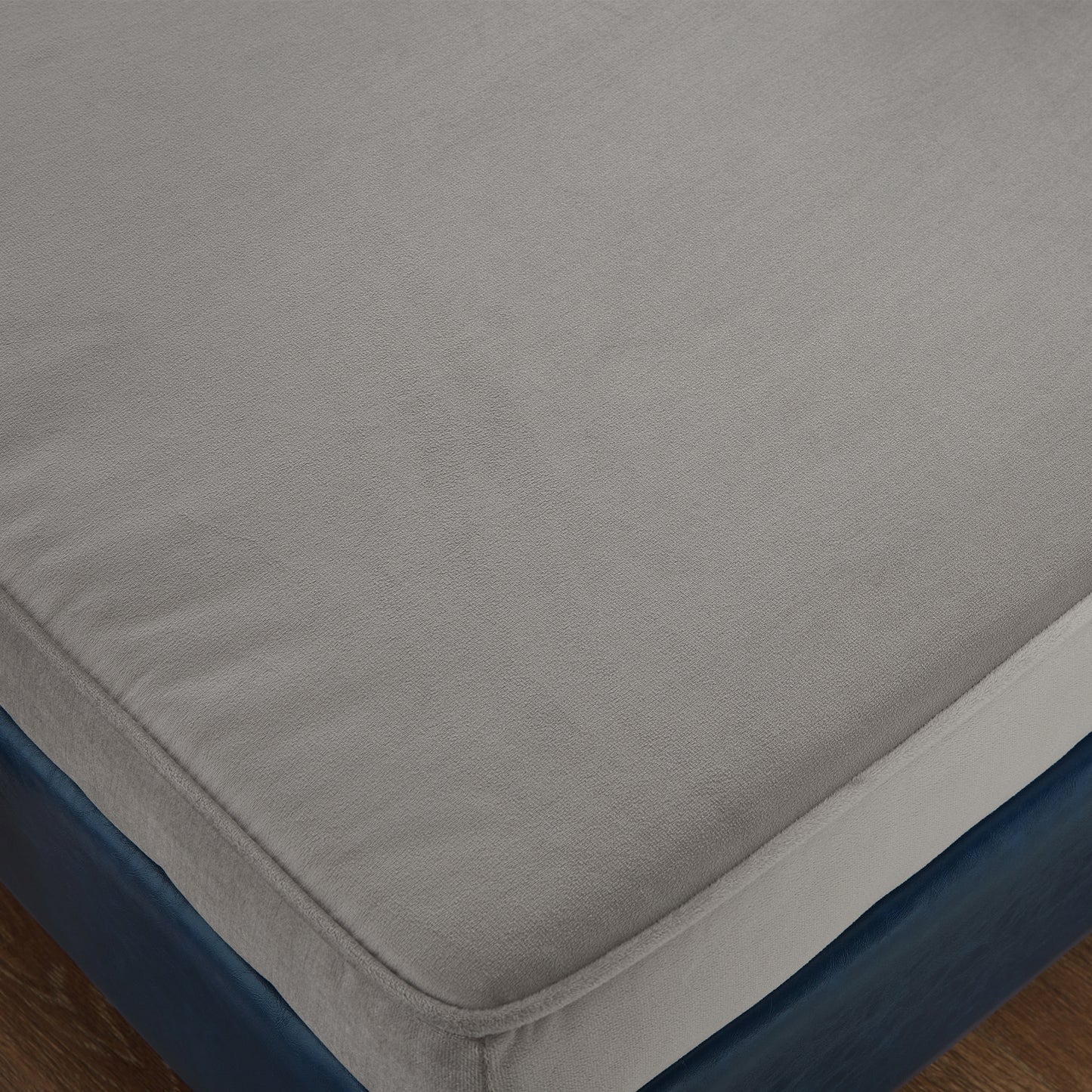 65" Blue Grey Velvet Storage Sofa - One Seat