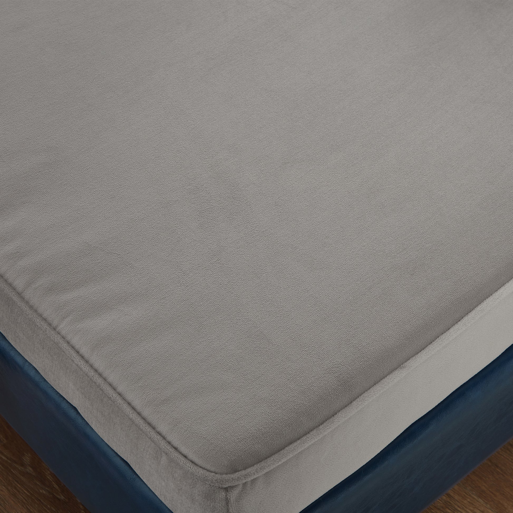 65" Blue Grey Velvet Storage Sofa - One Seat