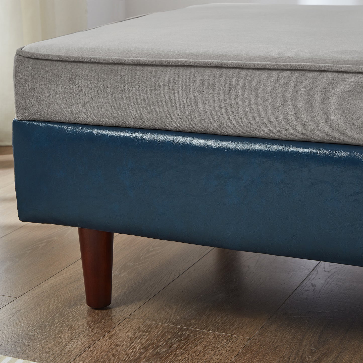 65" Blue Grey Velvet Storage Sofa - One Seat