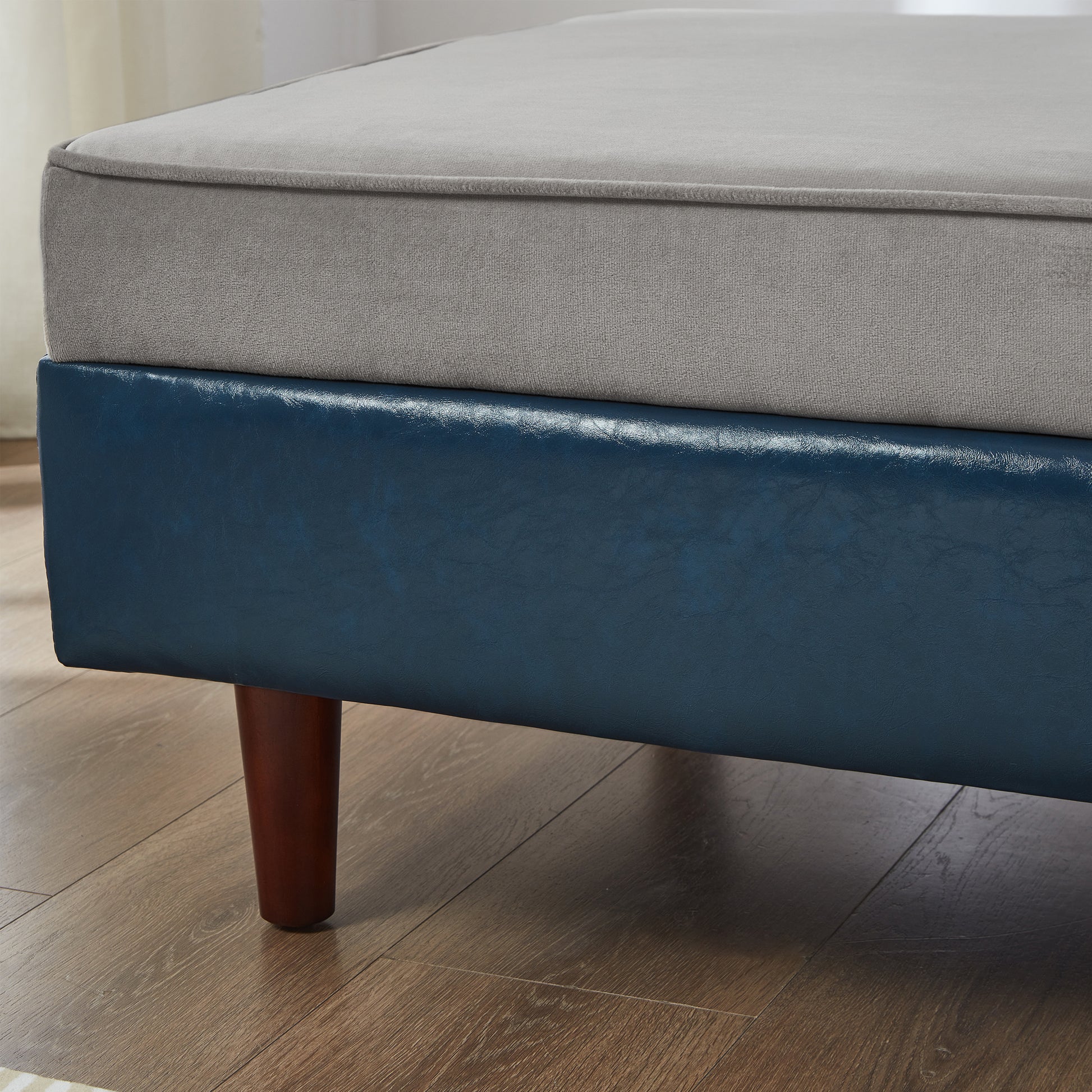 65" Blue Grey Velvet Storage Sofa - One Seat
